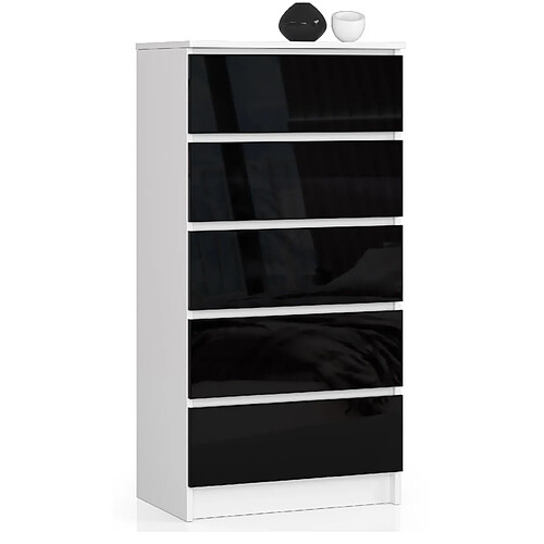 Akord Commode 5 tiroirs - Blanc