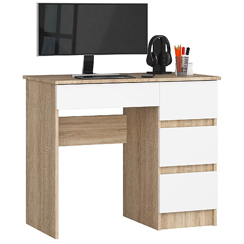 Akord Bureau informatique 3 tiroirs - Blanc