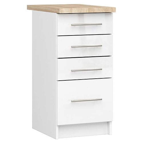 Akord Meuble bas de cuisine 4 tiroirs - Blanc
