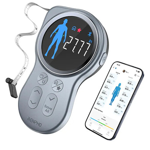 Renpho Mètre Ruban Intelligent SMART TAPE MEASURE+ Bluetooth LCD Appli Android Grand Écran