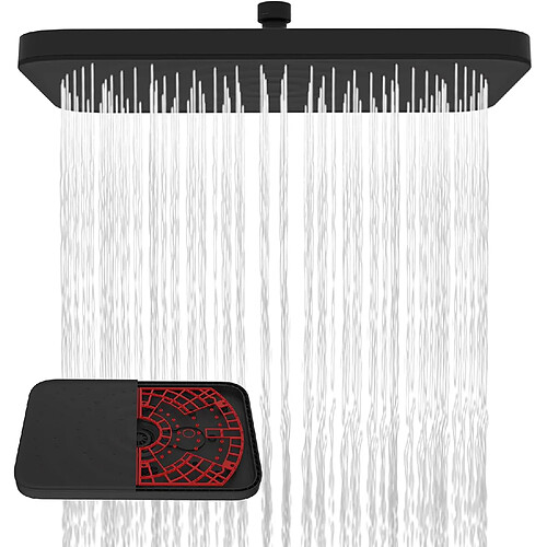 Vendos85 Pommeau de douche de plafond à jet pluie 360° - Carré - Noir
