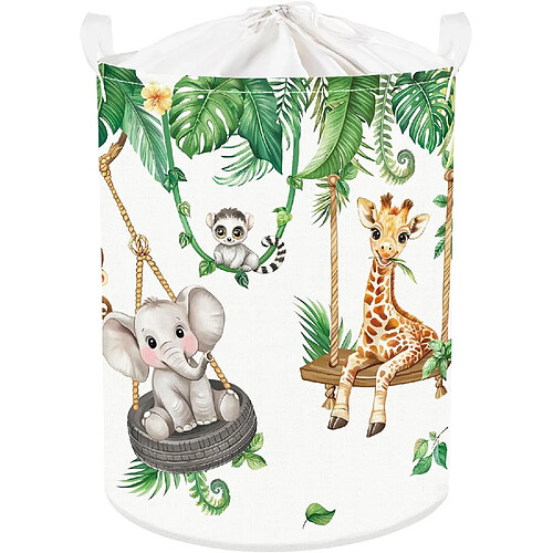 Vendos85 Panier à linge pliable animaux 45 L
