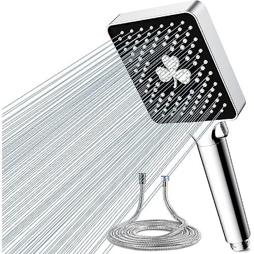 Vendos85 Pommeau de douche carré - 27 cm - 6 jets - Noir