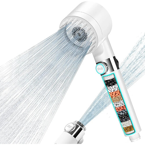 Vendos85 Pommeau de douche blanc haute pression 4 modes
