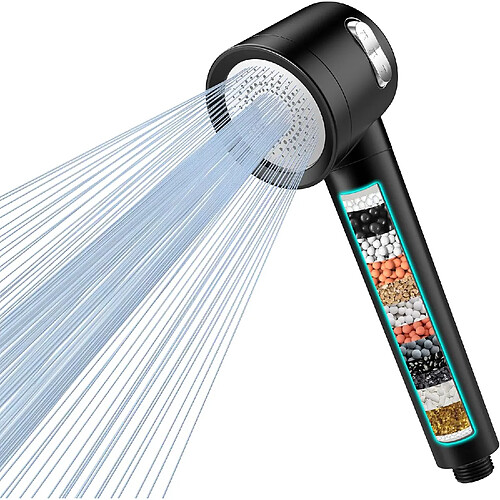 Vendos85 Pommeau de douche filtrant - 3 jets - rond - noir