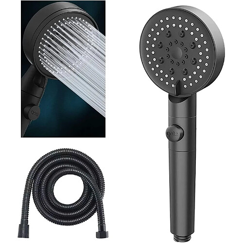 Vendos85 Pomme de douche murale noire 5?modes 25?×?0,9?cm
