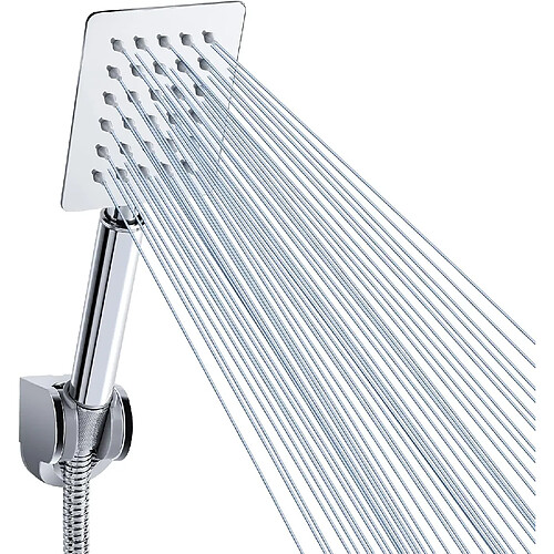 Vendos85 Pommeau de douche haute pression - 10,2 cm - carré - argent