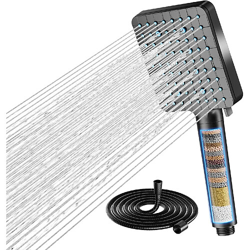 Vendos85 Pommeau de douche carré filtrant 20 étapes – Noir