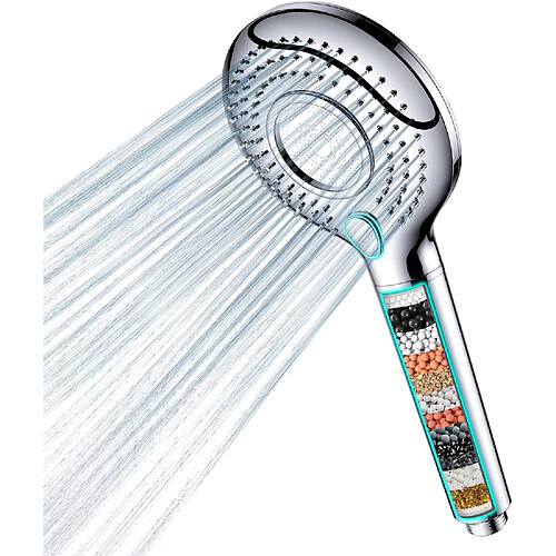 Vendos85 Pommeau de douche argenté foncé 3 jets haute pression