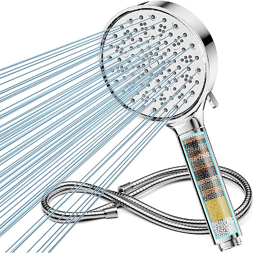 Vendos85 Pommeau de douche filtrant 6 modes haute pression chromé