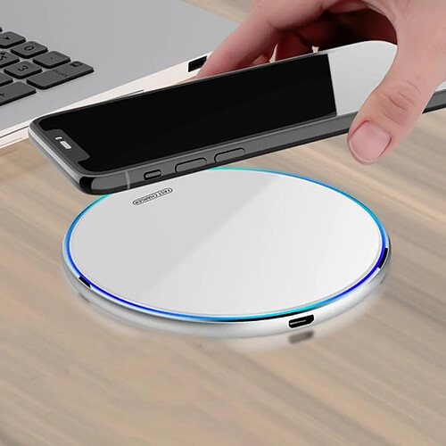 Chargeur Sans Fil 15W En Miroir Acrylique Avec Détection Intelligente De Téléphone Argent YONIS