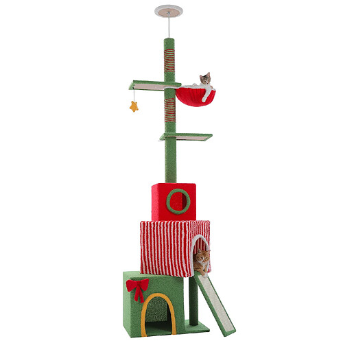 Pawz road Arbre à chat du sol au plafond - 221-276 cm - Rouge