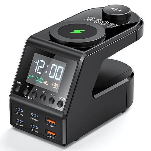 Chargeur Sans Fil 9-en-1 Station De Charge Multifonction 240W Avec Réveil YONIS