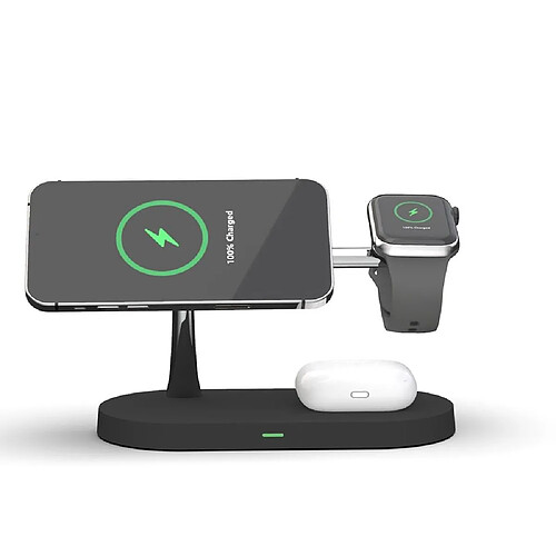 Chargeur Sans Fil 5 En 1 Rapide Avec Lumière LED Pour iPhone Apple Watch AirPods Noir YONIS