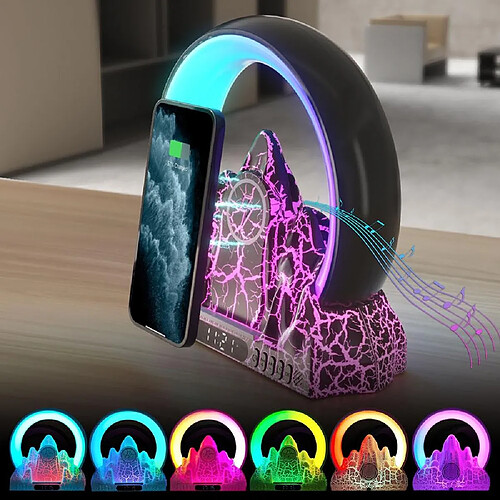 Chargeur Sans Fil Réveil Intelligent Avec Lumière Ambiante et Haut-Parleur Bluetooth YONIS