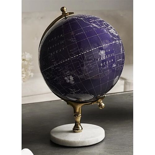Alexandra House Living Boule bleue marine World P/Marbre 20Dx33 cm. 20Dx33 cm