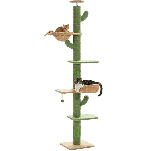 Pawz road Arbre à chat cactus du sol au plafond - 205-255 cm - Vert