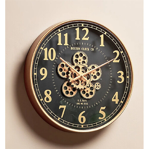Alexandra House Living Horloge murale à mécanisme « Boston Clock » noire 50D. Cms. 50D x 7 cm