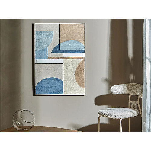 Alexandra House Living Peinture abstraite aux textures variées, dans les tons bleus et bruns, avec cadre, 72 x 102 cm. 72 x 5 x 102 cm