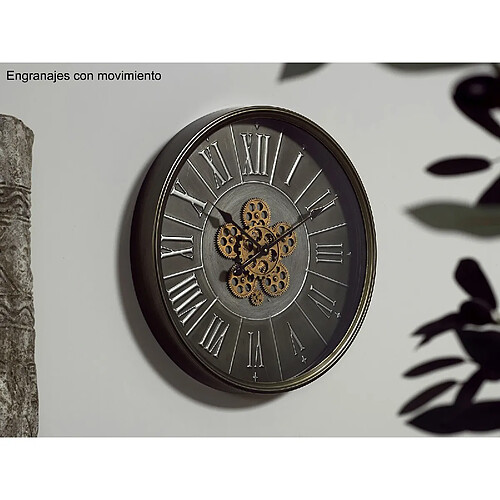 Alexandra House Living Mécanisme d'horloge murale, argent vieilli, 60 cm de diamètre x 8 cm