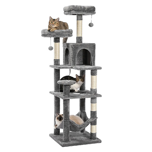 Pawz road Arbre à chat à 7 niveaux Nara9 - 154 cm - Gris