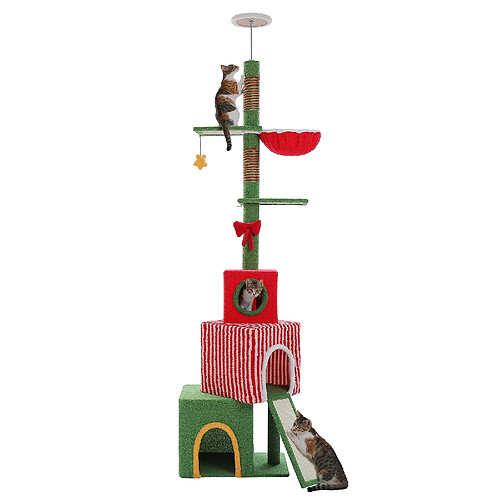 PAWZ Road Arbre à Chat de Noël du Sol au Plafond 221-276 cm