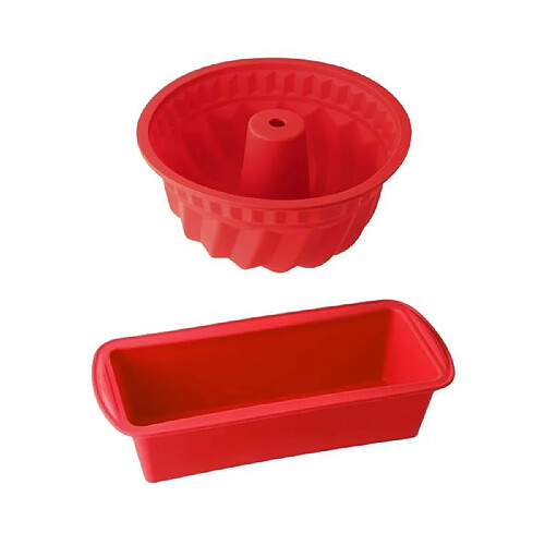 Moule a kougelhopf et moule a cakes en silicone - DR oeTKER - Flexxibel Love - Rouge