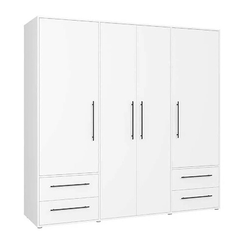 Mokinoo Armoire 4 portes avec tiroirs - Blanc mat