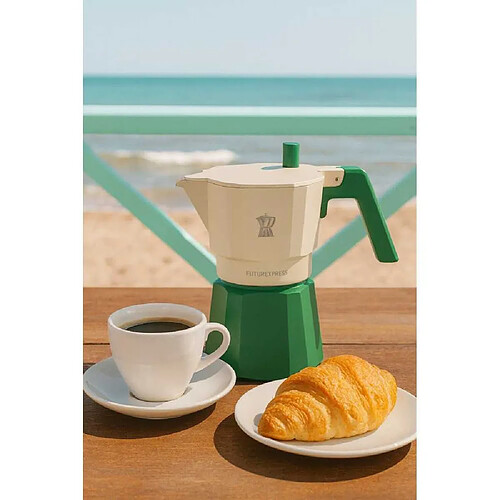 Piezzi Futurexpress Cafetière italienne 6 tasses aluminium verte