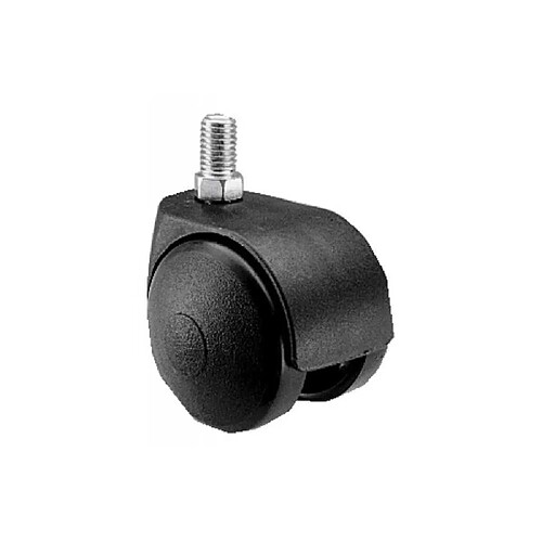 Guitel 727413 Roulette Twiny double galet tige filetée pivotante M8 50 mm noire