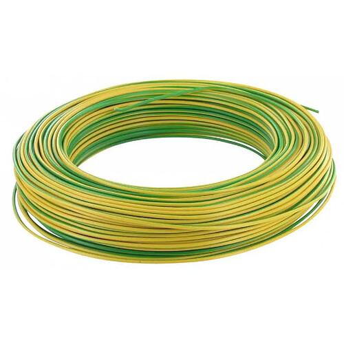 OFS SELECTION FILS & CABLES 003405 Fil rigide 10 mm² terre vert/jaune couronne 100 m