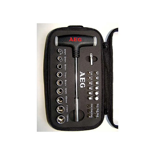 AEG Coffret T-handle embouts Torx/Phillips/Plats/Allen et douilles 4–12 mm