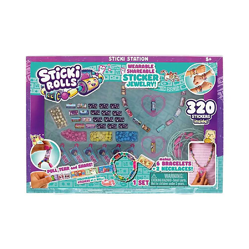 Jazwares JASSR301 Set de bijoux Sticki rolls 320 pièces Kit DIY 6 bracelets 2 colliers