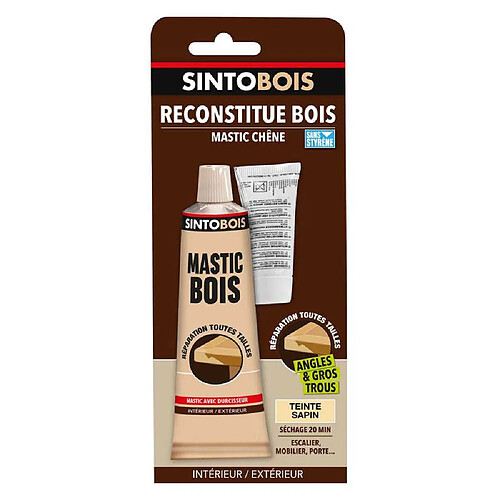 Sinto Mastic à bois bi-composant 190g + 8g durcisseur blanc