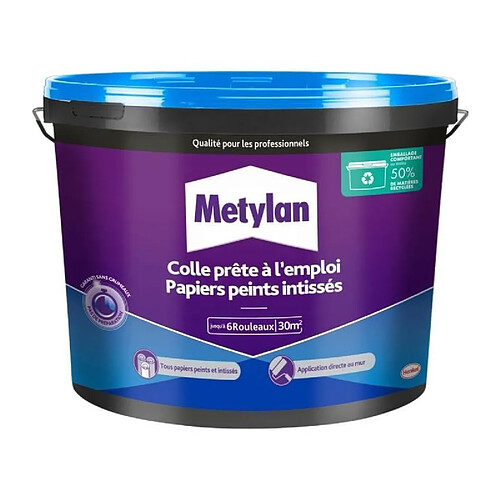 METYLAN Colle papier peint intissé prête à l'emploi - Seau 4,5 kg