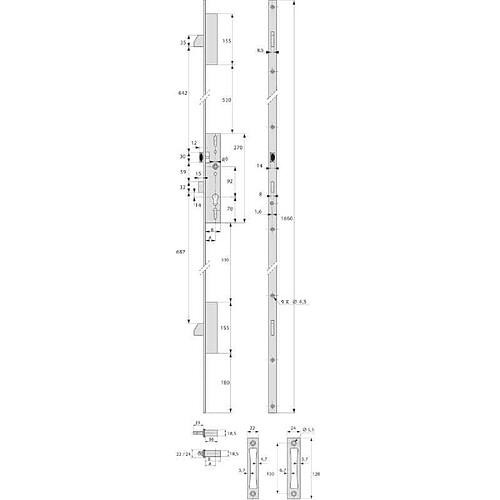 Stremler Serrure multipoints 3 points - Acier satiné