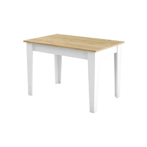 Anonymes Table de cuisine avec rangement - Blanc et chêne