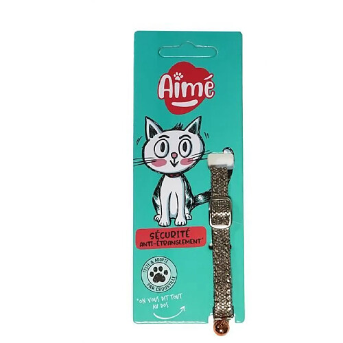 Collier pour chat - AIME - Bling Bling pailleté - Nylon rouge, grelot argenté