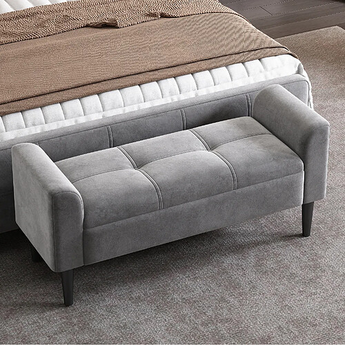 modfu Banc d’appoint gris 116 x 44 x 56 cm, velours, accoudoirs