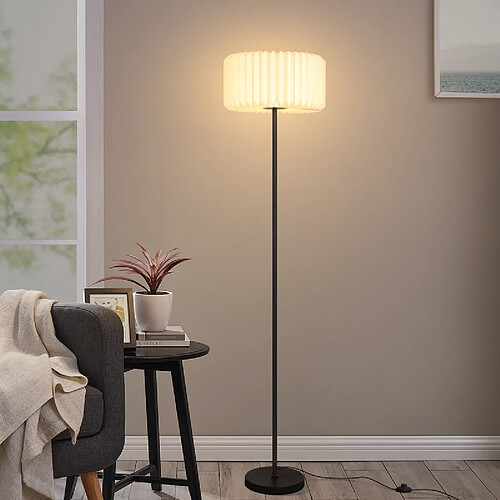 Nettlife Lampadaire abat-jour papier - Blanc