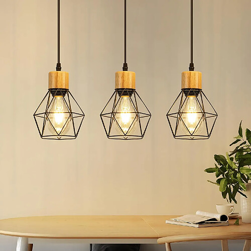 Nettlife Suspension 3 lumières E27 - Noir