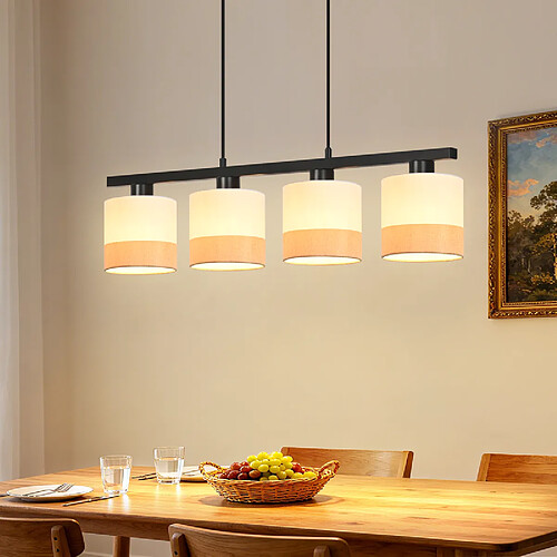 Nettlife Suspension 4 lampes tissu - Noir