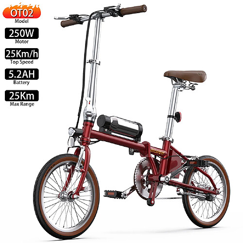 Vélo électrique Pliable Onesport OT02 16" 250W Moteur Rouge