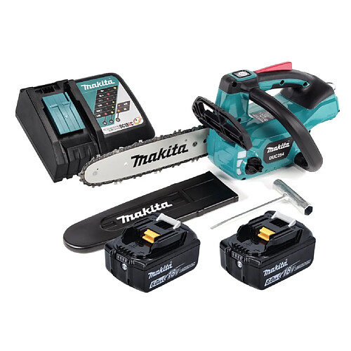 Makita DUC 254 RG 18 V Tronçonneuse sans fil 25 cm brushless + 2x Batteries 6.0 Ah + Chargeur