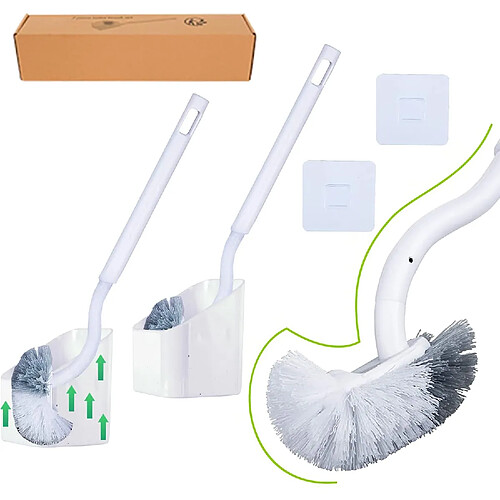 Vendos85 Brosse WC Blanche avec Support et Poignée Longue 2 pcs