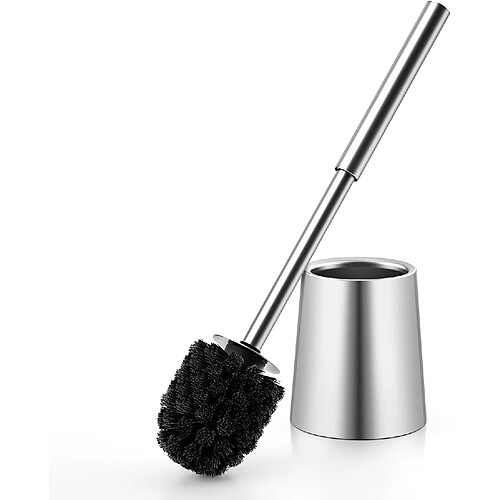 Vendos85 Brosse WC Argent en Acier Inoxydable avec Tête Remplaçable