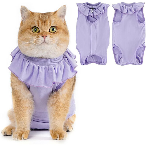 Vendos85 Combinaison de Récupération pour Chat Anti Léchage Vache L