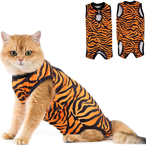 Vendos85 Combinaison de Récupération pour Chat Anti Léchage Tigre S
