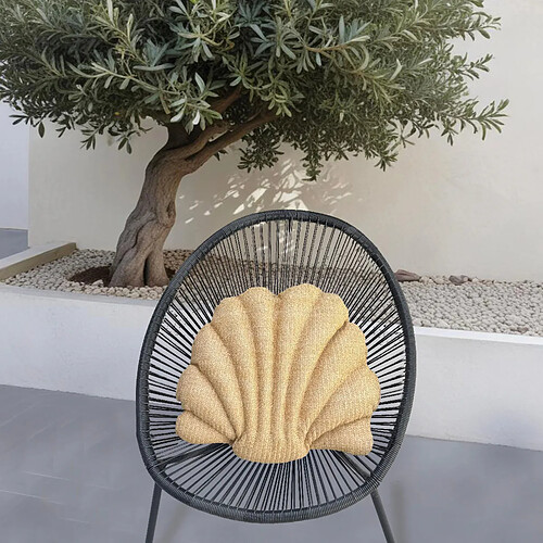 Déco Arts Coussin effet raphia - Forme de coquillage - 50x35cm