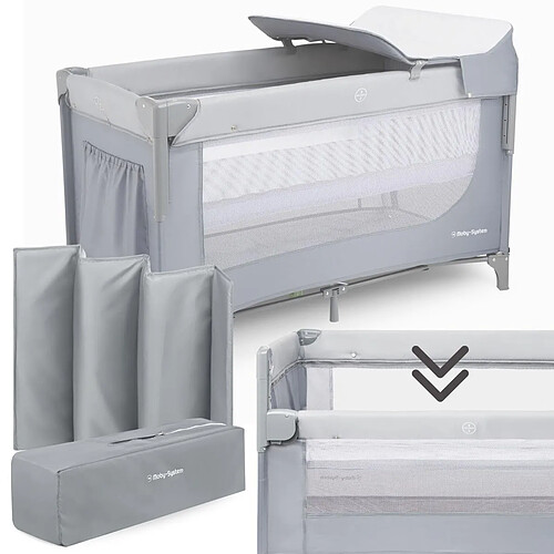 Moby System Lit Parapluie, Parc Be´be´ - Table a` Langer, Matelas, Parois Ae´re´es, 4 Niveaux Re´glables, Roues